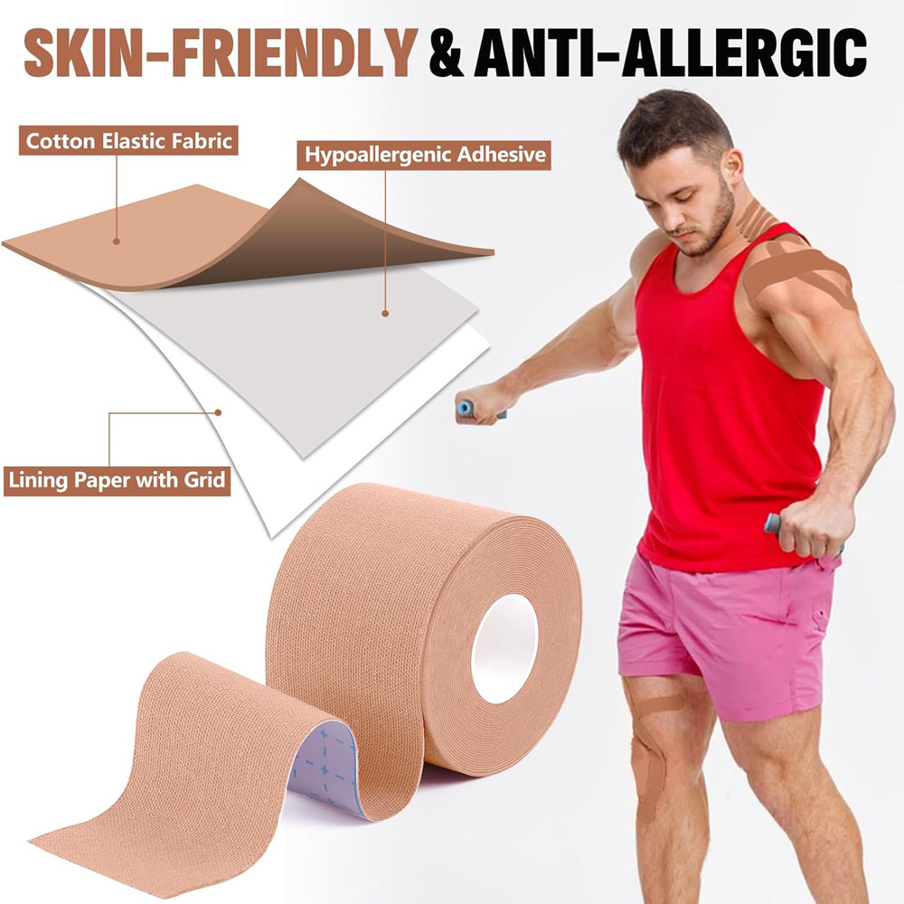 5 لفات من شريط علم الحركة مسبق - مراجعة Kinesiology Tape Sports وسعره