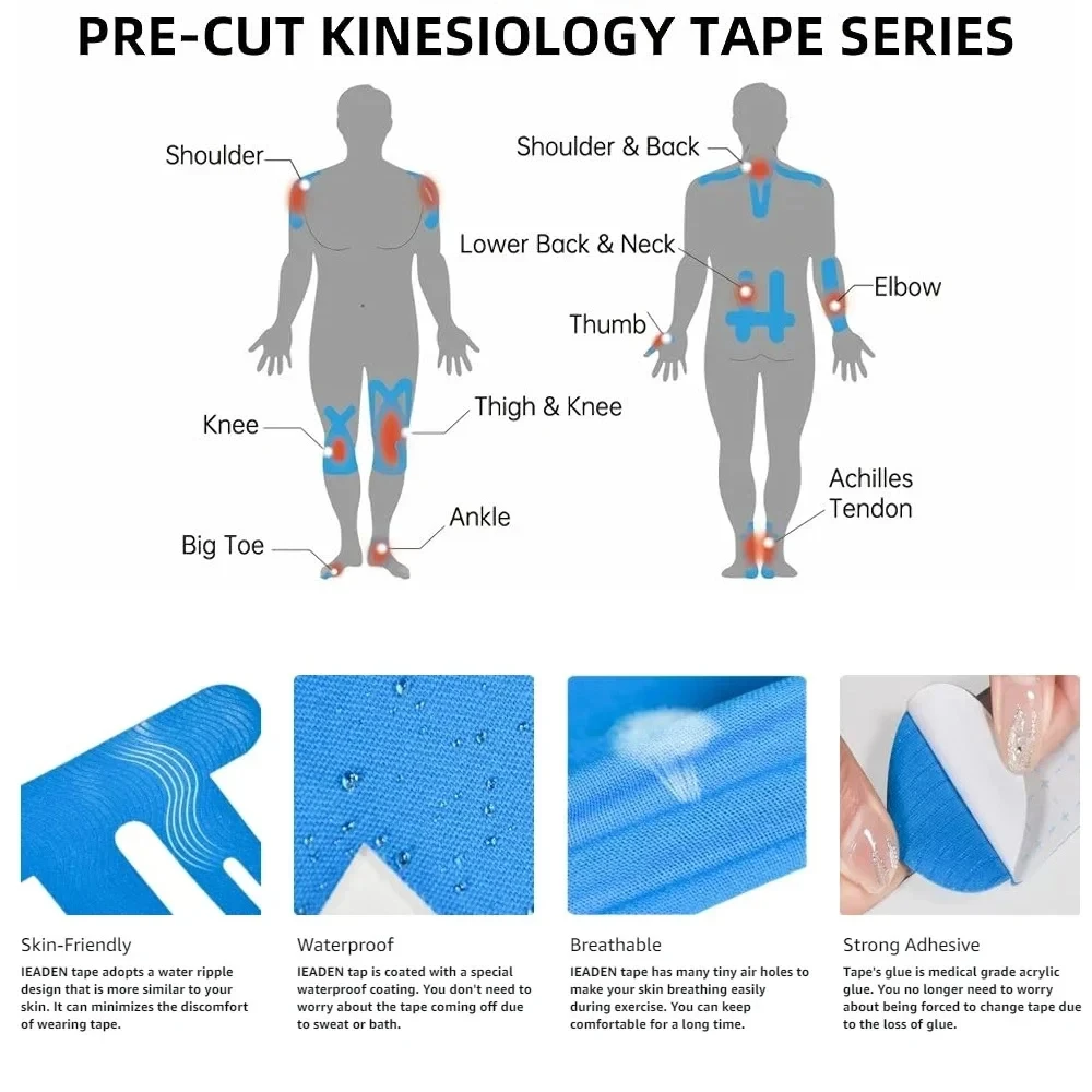 10 قطعة شريط علم الحركة مسبق ا - مراجعة Kinesiology Tape Sports وسعره